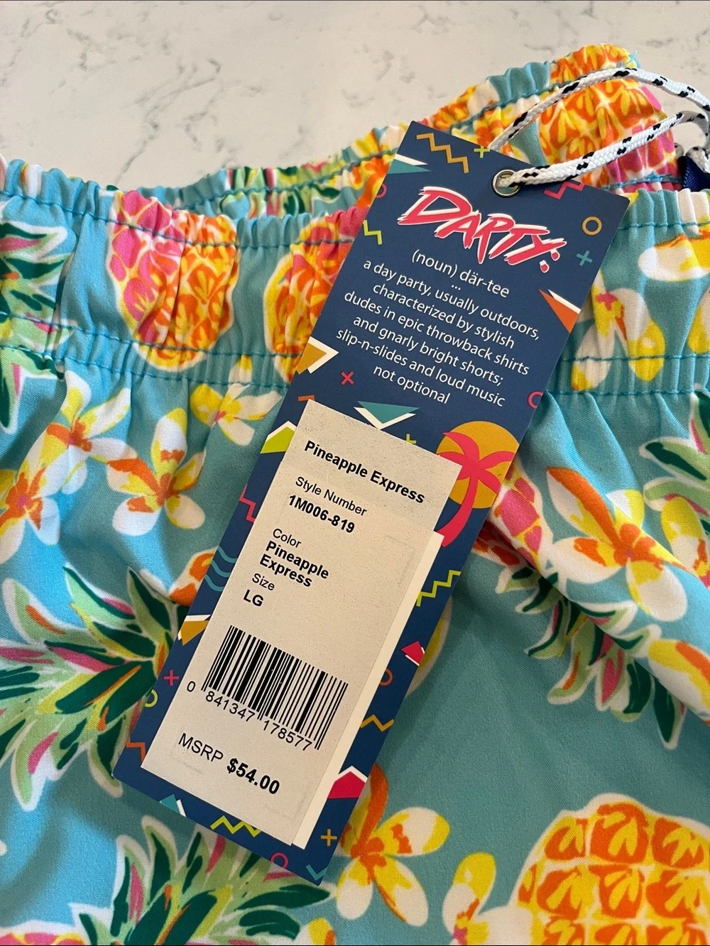 Southern Shirt Co. Men’s Aqua Pineapple Print Swim Shorts